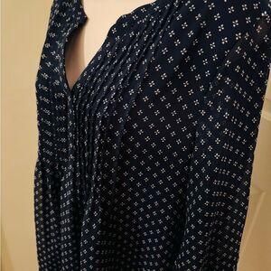 Charter Club Blue Pleated Long Sleeve Blouse